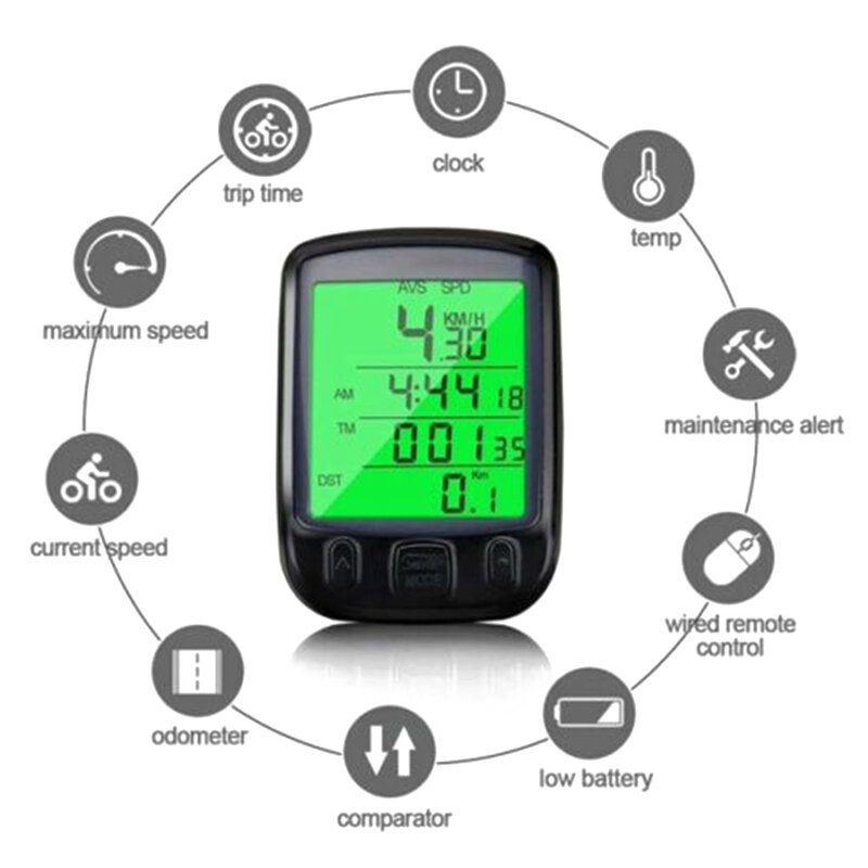 Ordenador Digital para bicicleta, resistente al agua, LCD, cronómetro, odómetro, velocímetro, 6,68