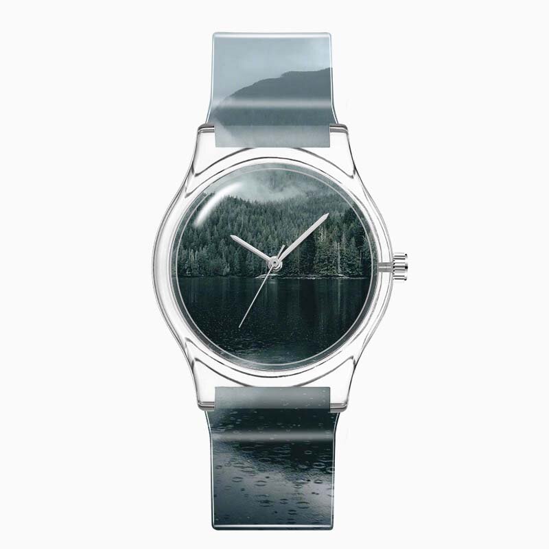 FB710 مخصص حزام ساعة اليد الطلب البلاستيك حسب الطلب صورة هدية شخصية المرأة ساعة نمط خاص طباعة رجالي ساعة شفافة