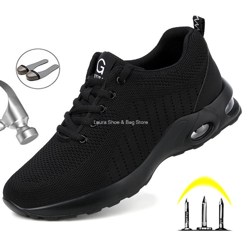 Sepatu Keamanan Fashion Sepatu Ujung Besi Pria Sneakers Kerja Anti-tusukan Sepatu Bot Keselamatan Kerja Tidak Bisa Dihancurkan Sepatu Pria Sepatu Bot Kerja Pria