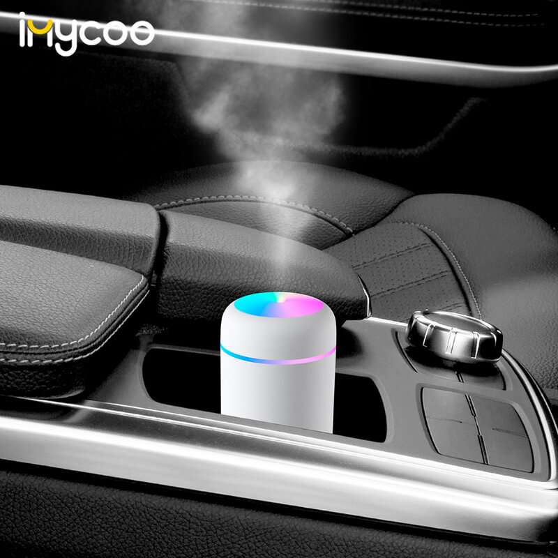 Imycoo 300Ml Usb Ultrasone Luchtbevochtiger Koele Mist Maker Verblinden Cup Aroma Diffuser Luchtbevochtiger Met Lamp Licht Voor Auto thuis