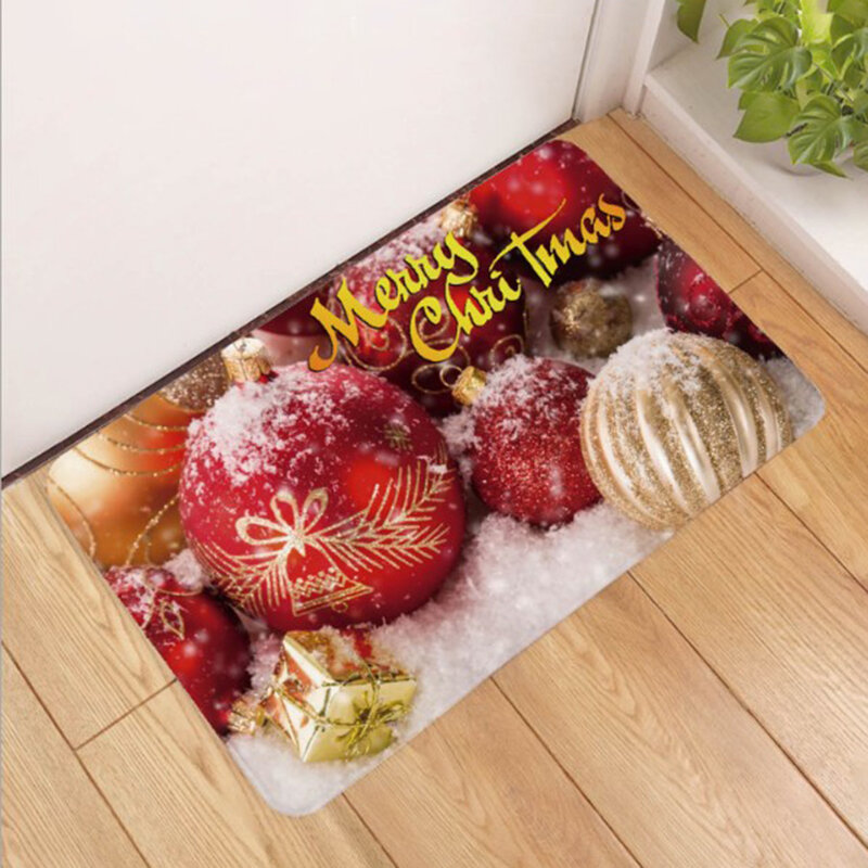 Hot Koop Kerst Floor Mat Kerstman Flanel Tapijt Rug Antislip Xmas Decor Mooie Vakantie Decoraties Creëren Sfeer