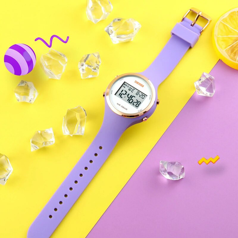 SKMEI Brand Women LED Display Elecreonic Watch Fashion Chrono Alarm Digital Clock Woman Purple Black Wirstwatch Reloj Mujer 1720