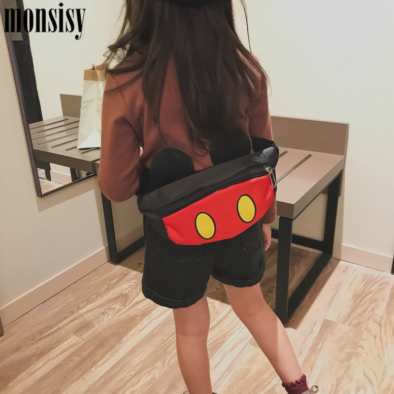 Детская поясная сумка Monsisy для девочек и мальчиков, забавная сумочка на ремне, модная круглая бананка из искусственной кожи и холста, кошеле...
