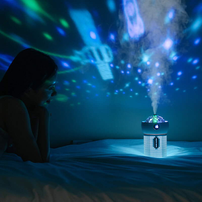 Projekcja Night Light nawilżacz powietrza rozpylacz zapachów 2000mAh akumulator olejek eteryczny do nawilżacza dyfuzory ekspres parowy