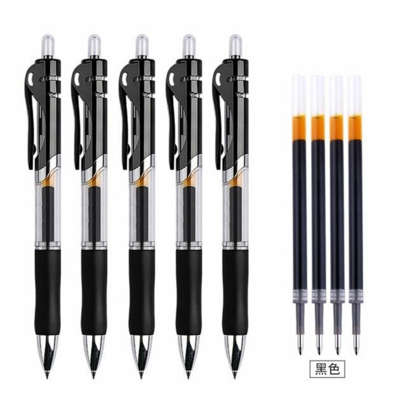 Recharge de stylo à bille gel pour étudiant, signature, réunion, noir, rouge, bleu, travail d'apprentissage, 0,5mm, presse-35, 4 pièces, 5 pièces