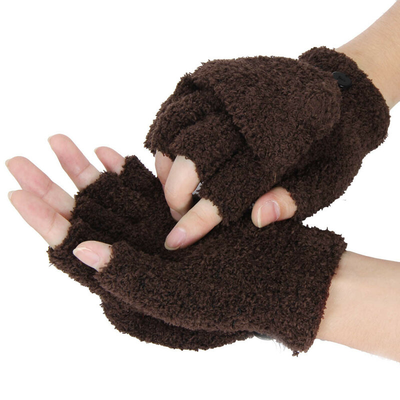 2020 inverno quente espessamento luvas de lã de malha flip fingerless flexível dedo exposto luvas grossas luvas masculinas
