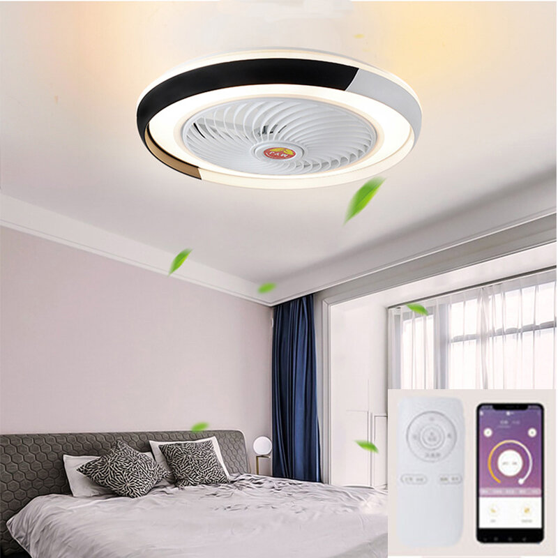 Современный потолочный вентилятор, светодиодный светильник с дистанционным управлением, мобильное приложение для спальни, столовой, 110 В/220...