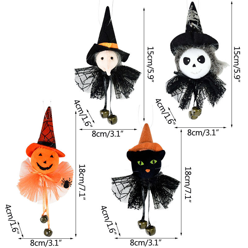 2021 Halloween Decoration Pumpkin Witch Black Cat Doll Hanging Ornament For Home Pendant Halloween Party Supplies Kids Gift