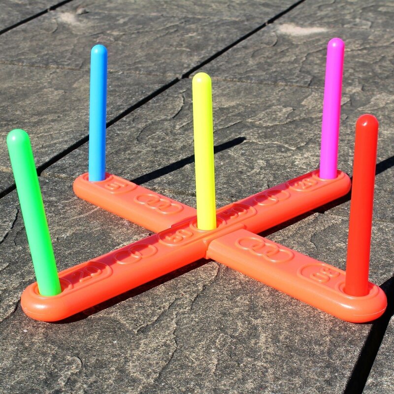 Family Kids Classic Rope Quoits with Pegs Ring Toss Garden Outdoor Game
