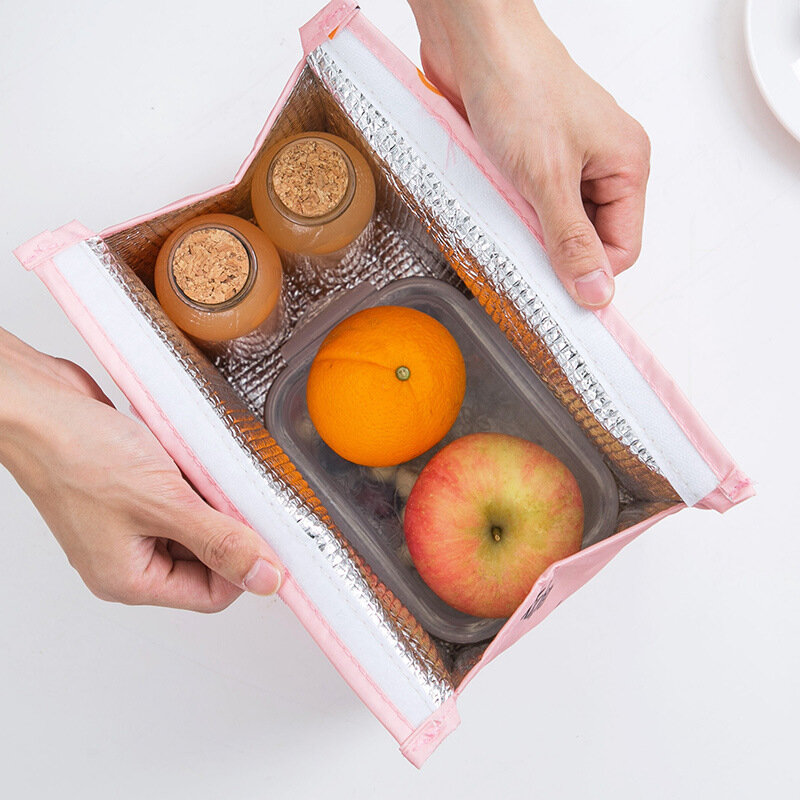 Oxford pano almoço saco para crianças bonito azul rosa térmico refrigerador bolsa sacos de armazenamento de alimentos filme alumínio recipiente isolado