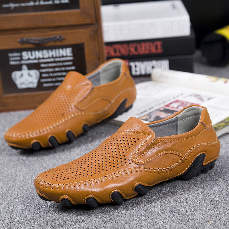 2021 sommer Neue Männer Casual Schuhe Luxus Marke Echtem Leder Loafer Mokassins Männer Schuhe Fashion Slip On Driving Schuhe Große größe