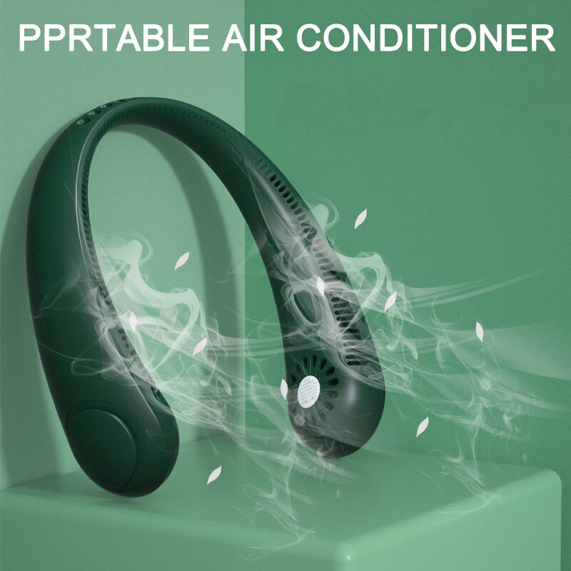 2021 휴대용 Leafless 매달린 목 팬 3 속도 조절 공기 냉각기 ventilador Usb 스포츠 넥 밴드 팬 홈 오피스 야외
