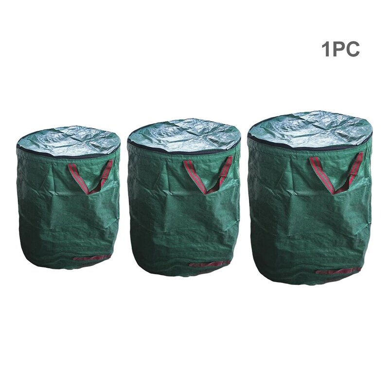 Container Portable Grass Trash Can Reusable Foldable Leaf Storage Multi Purpose Lawn With Lid Large Capacity Garden Waste Bag