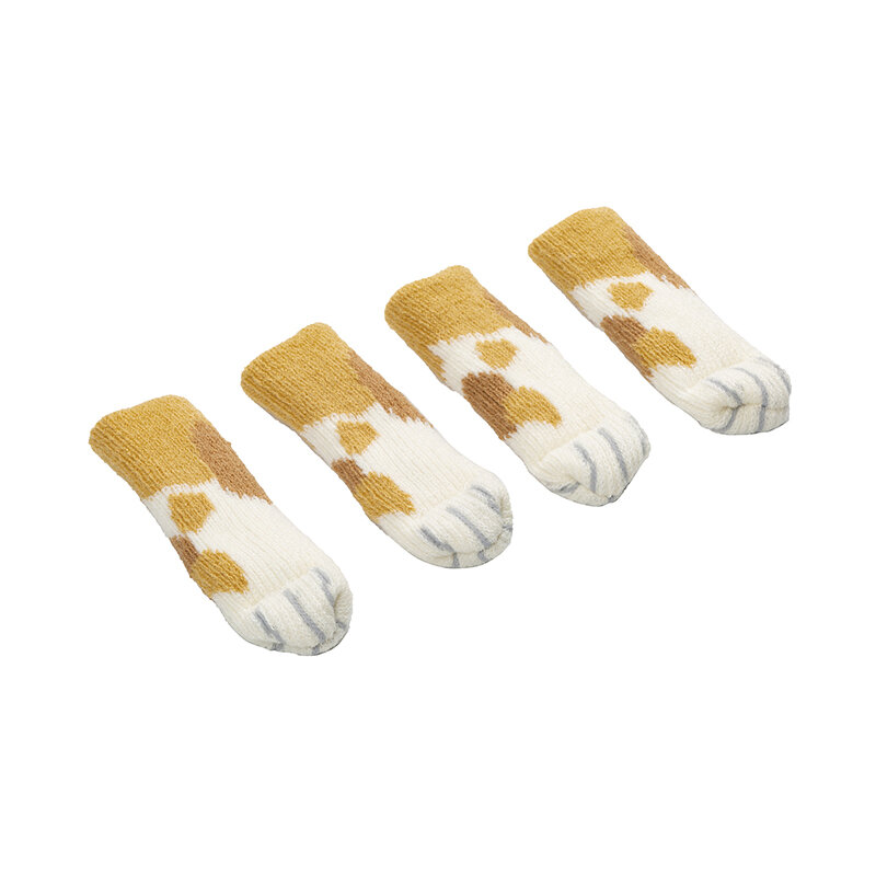 Calcetines de tela antideslizantes para patas de Silla, almohadillas protectoras para el suelo, tejidos de lana, cubierta de manga para muebles, 4 piezas