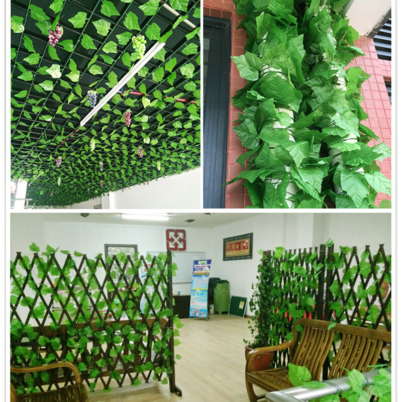 230cm de seda verde artificial hera folha plantas videiras folhas 1 pçs diy para casa decoração do banheiro decoração festa jardim