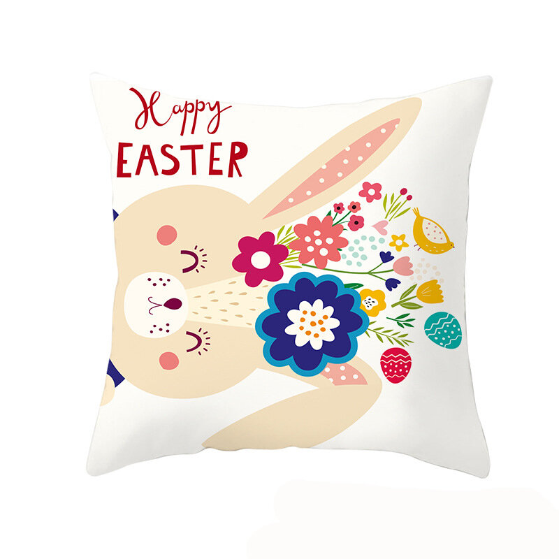 Housse de coussin décorative, taie d'oreiller de pâques, en Polyester, velours, lapin, lapin, canapé, voiture, 45x45cm, 1 pièce