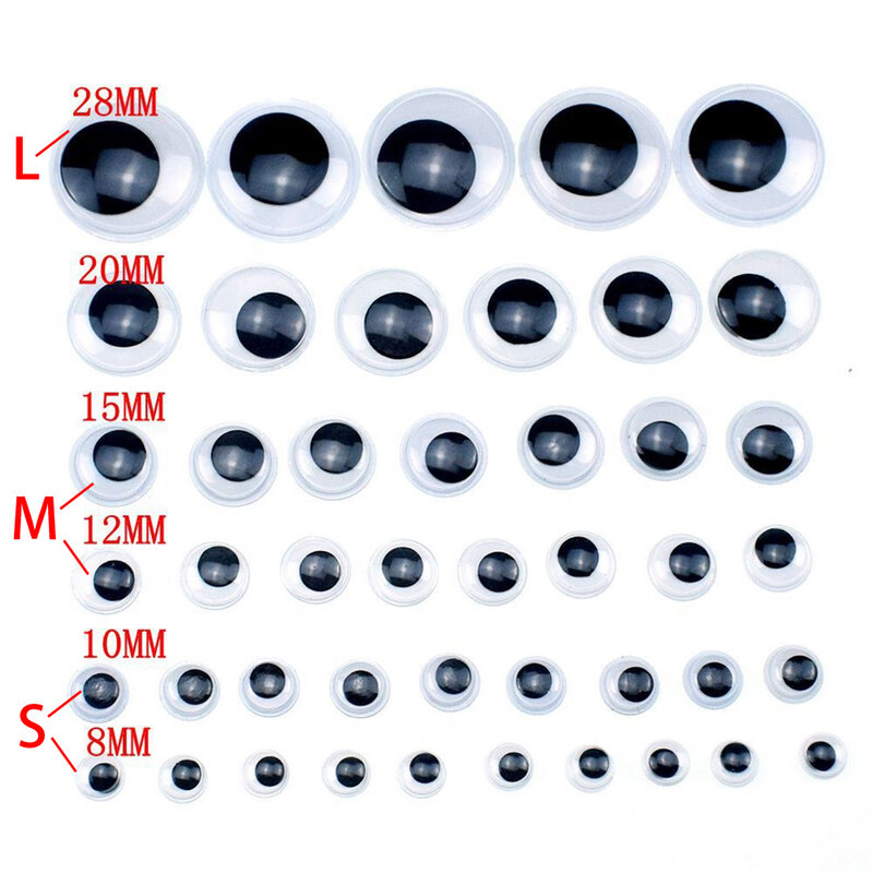 سهلة كبيرة لا ذاتية اللصق 5-28 مللي متر دمى العين للعب دمى Googly عيون سوداء تستخدم ل إكسسوارات دمي NR0025