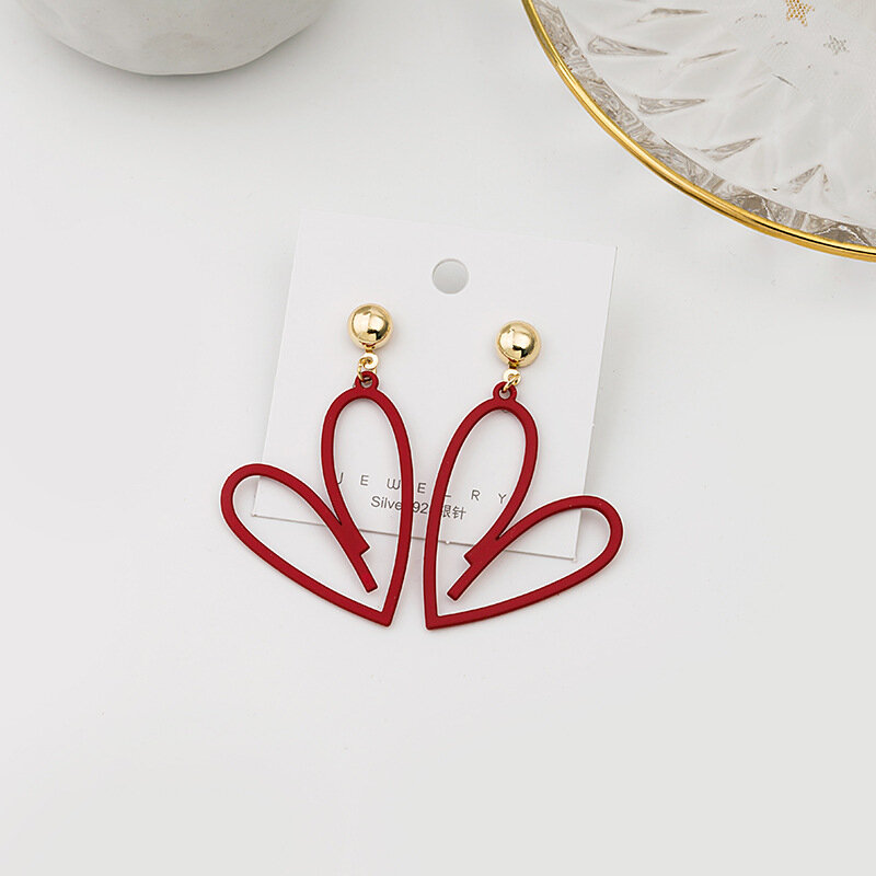 Hello Miss – boucles d'oreilles en forme de coeur de pêche pour femme, bijoux à la mode avec peinture en aérosol, nouvelle collection