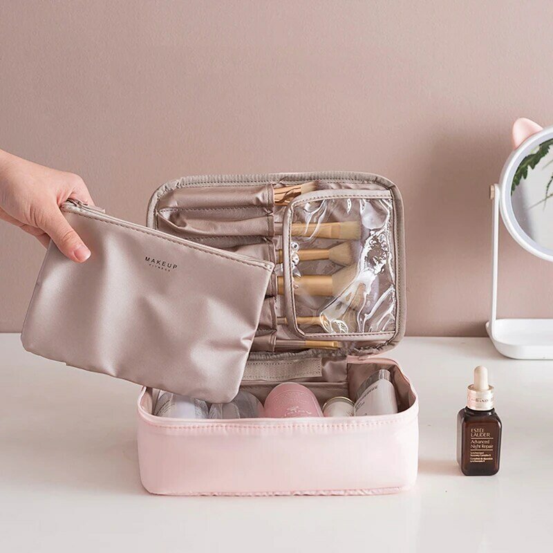 Saco cosmético de viagem esteticista compõem saco saco de maquiagem rápida bolsa de higiene pessoal bolsa organizador rosa maquiagem bolsa à prova dwaterproof água