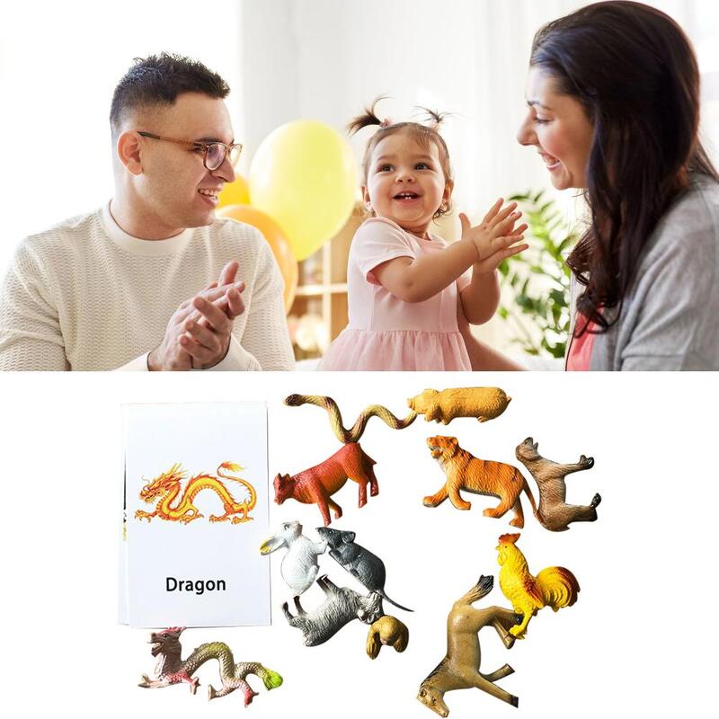 Carte Cognitive anglaise d'animaux, jouets éducatifs, figurines d'apprentissage d'animaux avec boîte cadeau pour enfants