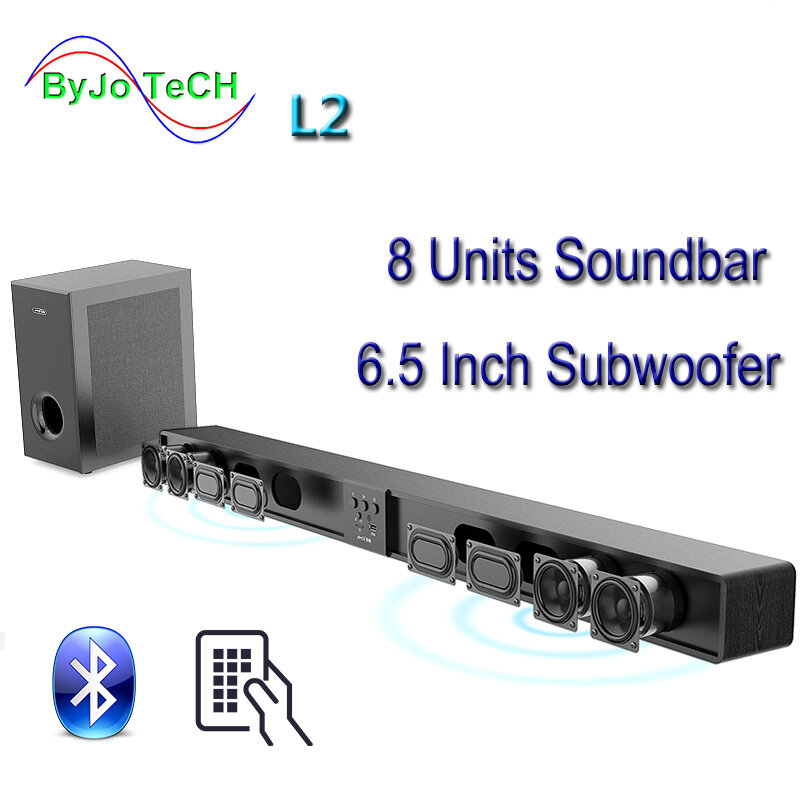 Amoi-Barra de sonido de madera L2 para cine en casa, altavoz de 100W con Bluetooth, sonido envolvente 3D, Subwoofer opcional, Total de 200W de alta potencia