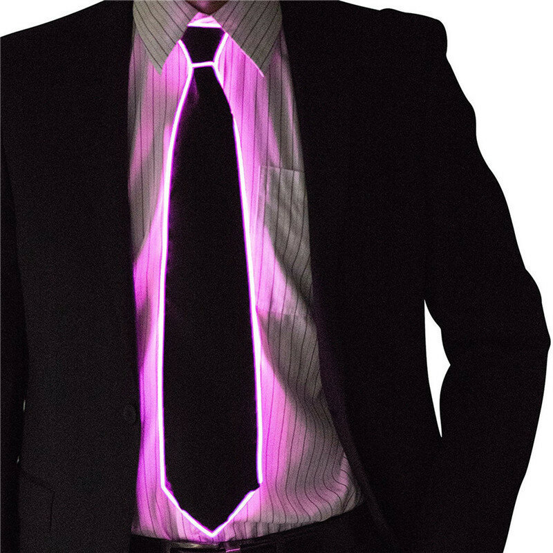 10 cores el gravata com luz led brilhante, gravata para decoração de festa, cosplay, show, 3v, contínuo em condutor, decorações chritmas