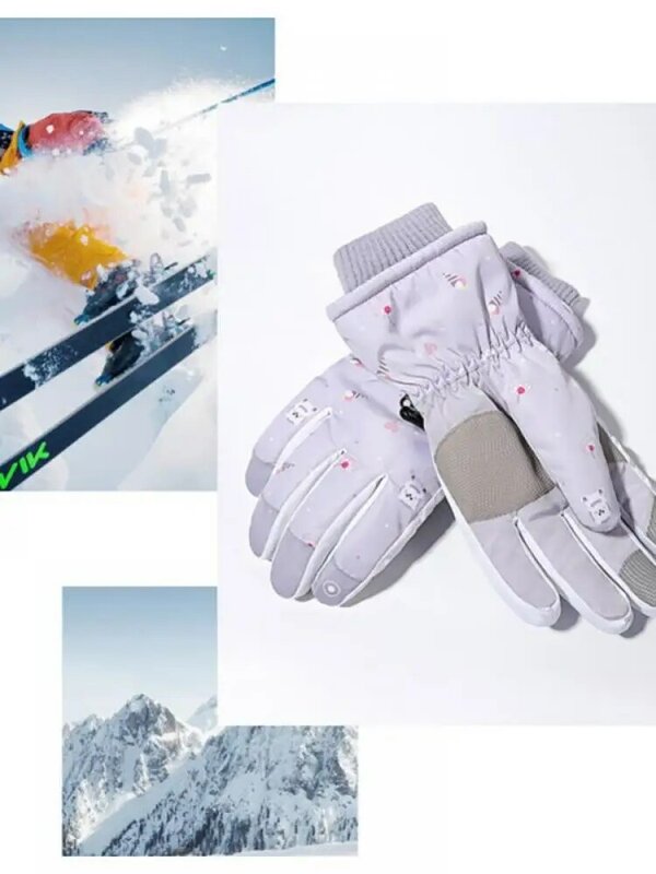 女性用屋外スキーグローブ,暖かいベルベット,防水,滑り止め,タッチスクリーンライディンググローブ,秋冬用