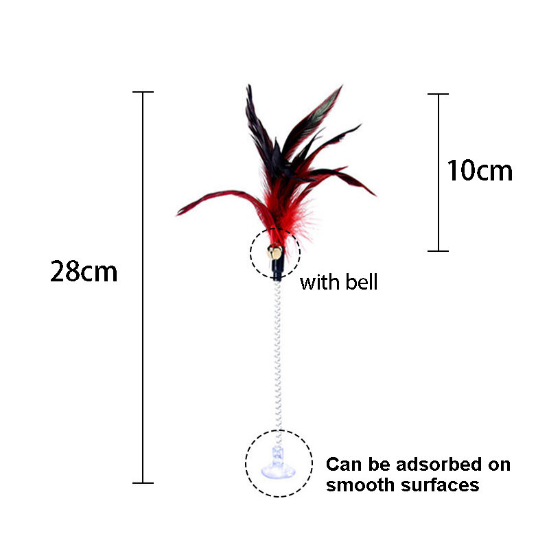 Spring Pet Toy Elastic With Bell Spring Color Feather Bottom Sucker Pet Cat Toy Cat Accessories 1PC Random Color