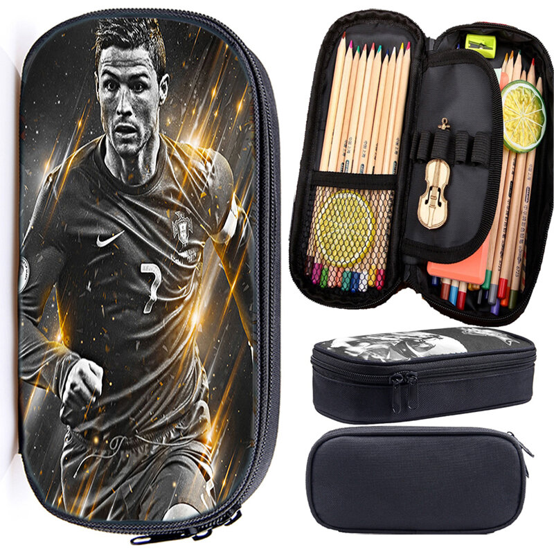 Cristiano Ronaldo-estuche de lápices CR7 para niños, niñas y estudiantes, portalápices de alta calidad, material de oficina bonito, bolsa