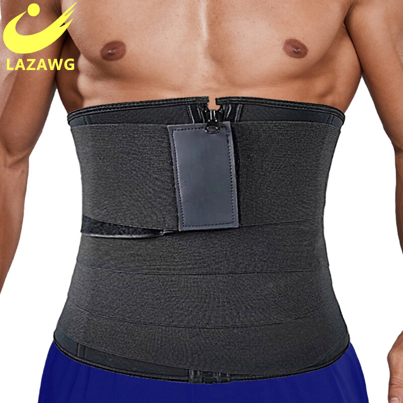 Lazawg homens cintura trainer shaperwear cinto bandagem envoltório emagrecimento barriga espartilho cinto superior estiramento cincher corpo shaper