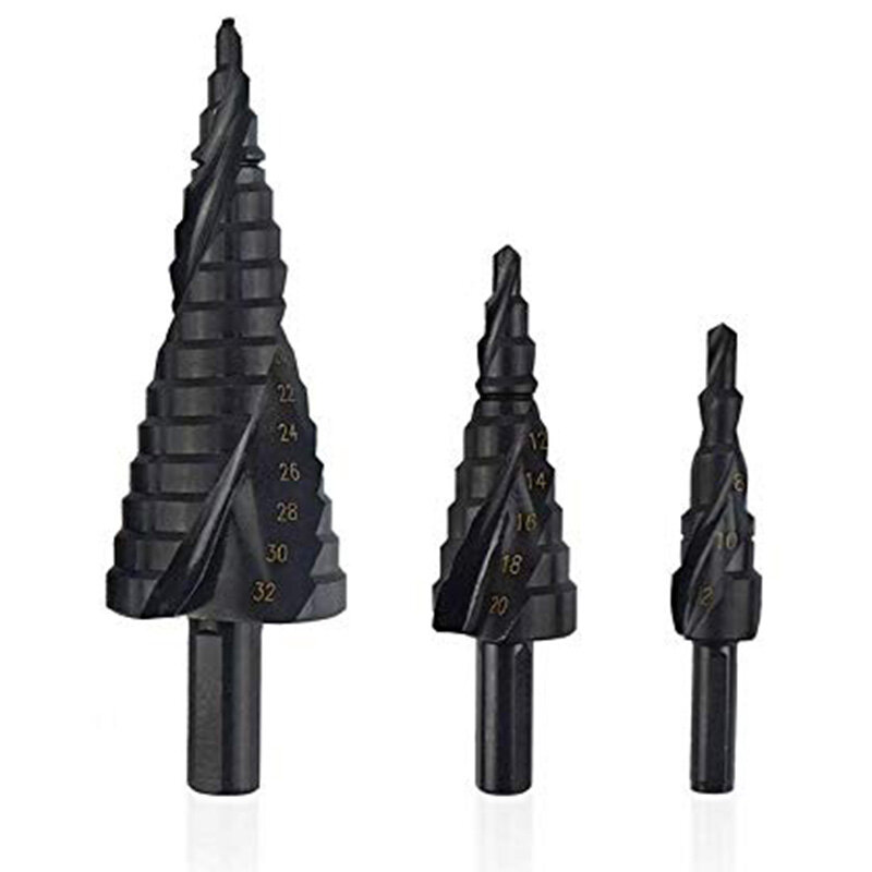 3Pcs 4-32Mm Hss Cobalt Stap Boor Set Stikstof Hoge Snelheid Stalen Spiraal Voor Metal Cone triple-Gedreven Schacht Gat Cutter