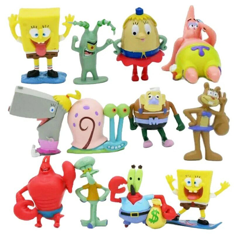Kawaii Bob Patrick Star Action Figure Model Toys Anime Sponge Series Cartoon Gary Sheldon Ornaments for Kids Birthday Xmas Gifts
