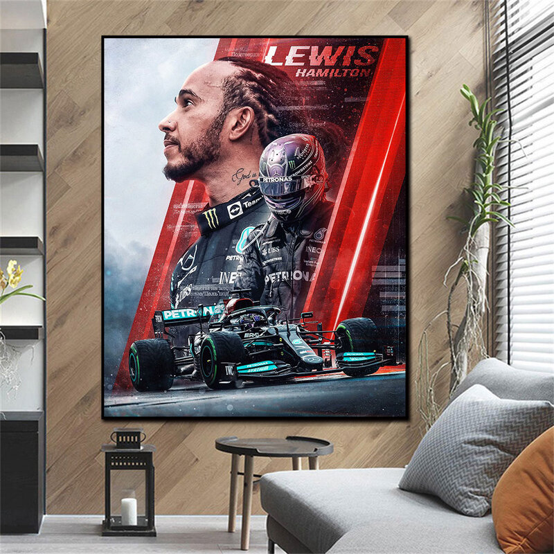 Piloto campeão f1 legend racing figura cartaz impressão da lona pintura decoração casa parede arte imagem para sala de estar sem moldura