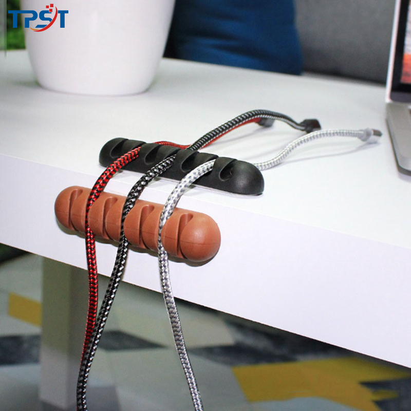TPST – organiseur de câbles à 7 trous et Clips, pour bureau et poste de travail, support de câbles pour câble USB