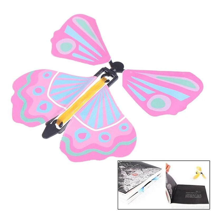 10/20Pcs Vliegen In De Boek Fairy Rubber Band Powered Wind Up Grote Verrassing Verjaardag Bruiloft Card Gift vlinder Kaart Magic Speelgoed