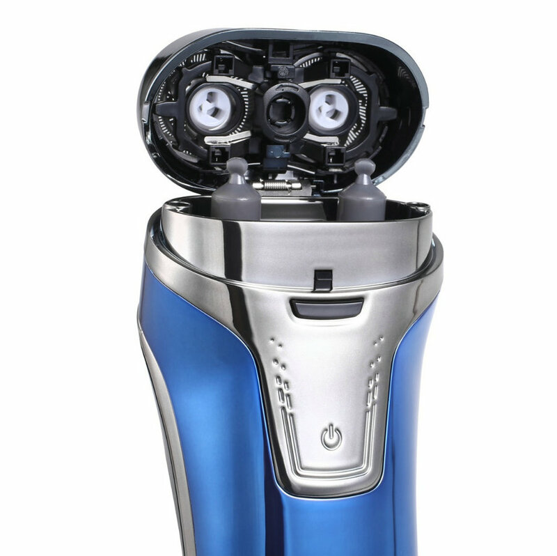 Barbeador elétrico, voltagem com duas lâminas independentes (100-240v), cabeçotes flutuantes, corpo inteiro, lavável, cuidados faciais, flyco