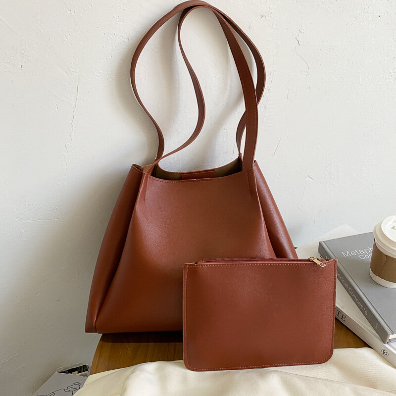 Женская модная новая сумка на одно плечо из искусственной кожи, вместительная универсальная Повседневная пляжная сумка-тоут для покупок