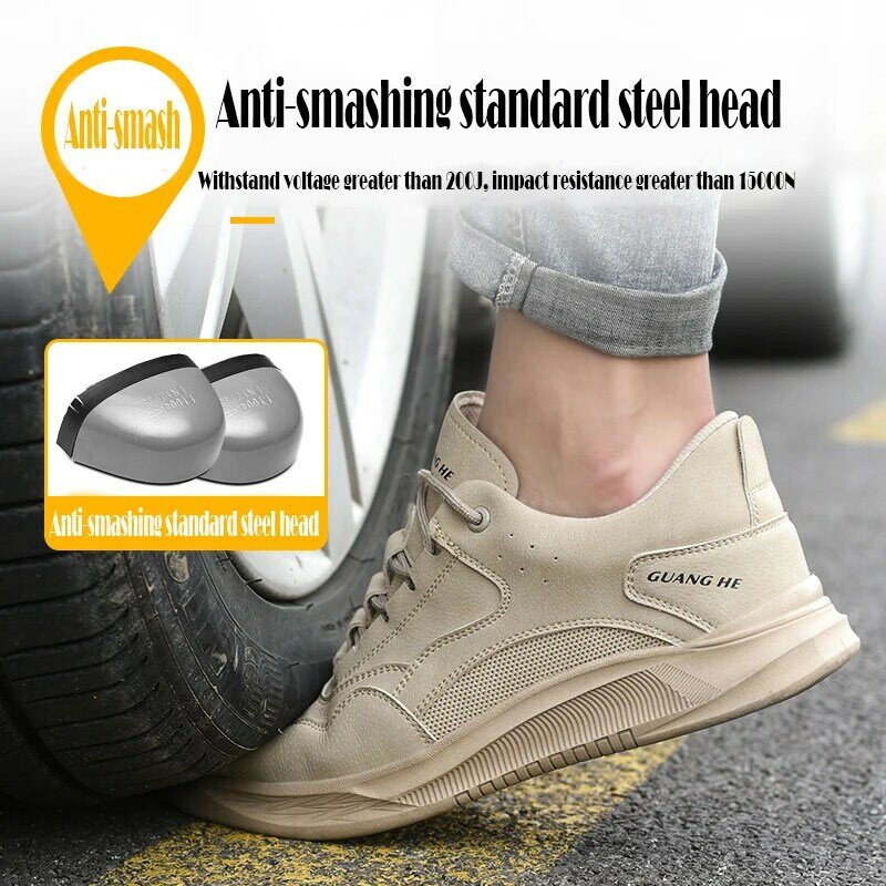 Chaussures de sécurité indestructibles pour hommes et femmes, bottes de travail respirantes à bout en acier, chaussures de sport anti-perforation