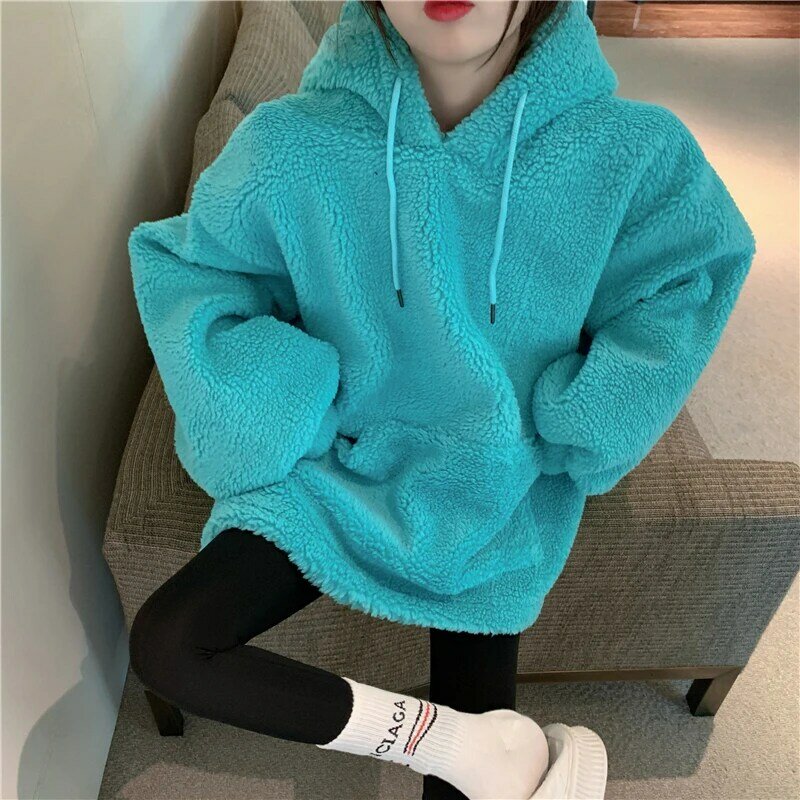 Ulica dzianiny swetry z kapturem wiosna 2020 nowy długim rękawem lambswool koreańskiej wersji luźne zagęszczony Casual Style bluzy 235B