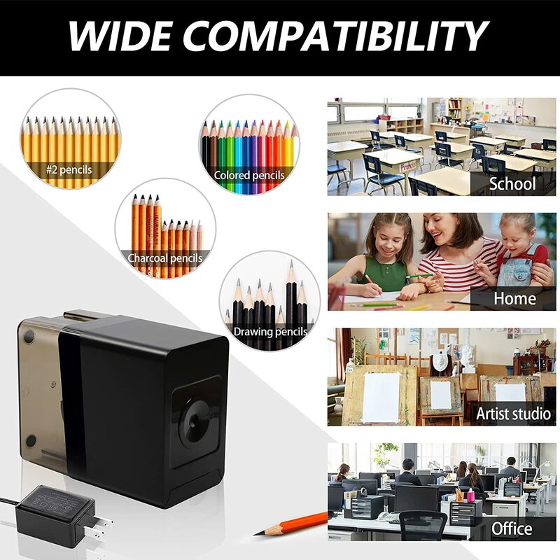 Fully automatic pencil sharpener, heavy-duty automatic sharpener, fast grinding, suitable for home, office, artist, student