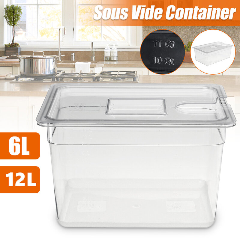 6L/12L Sous Vide Container with Lid Water Tank Bath for Circulator Sous Vide Culinary Immersion Slow Cooker Cooking Tools