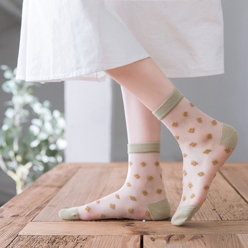 Японский, корейский, Стиль, на каждый день, креативные Прозрачные шелковые трендовые женские носки с рисунками фруктов ультратонкое стекло ...