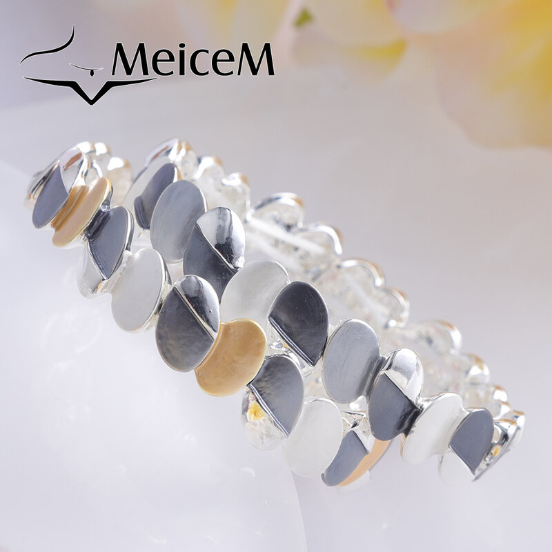 Meicem 2022 design feminino charme esmalte liga pulseira feminina figura geométrica pulseiras para meninas moda presentes