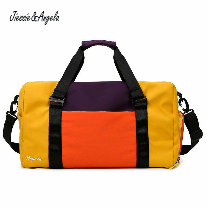 Jiessie & Angela-bolso deportivo para mujer, bolsa de viaje para equipaje, bolso de hombro grande para exteriores con compartimento para zapatos
