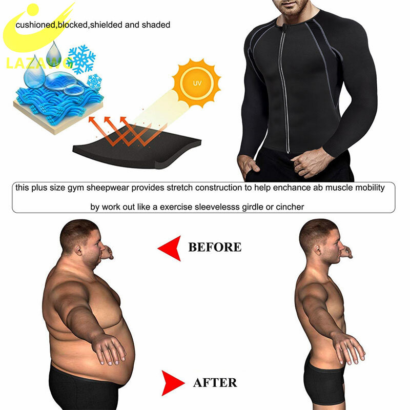 LAZAWG – combinaison de Sauna pour hommes, débardeur d'entraînement à la taille, amincissant, modelant le corps, brûleur de Fitness, Corsets, chemises de perte de poids