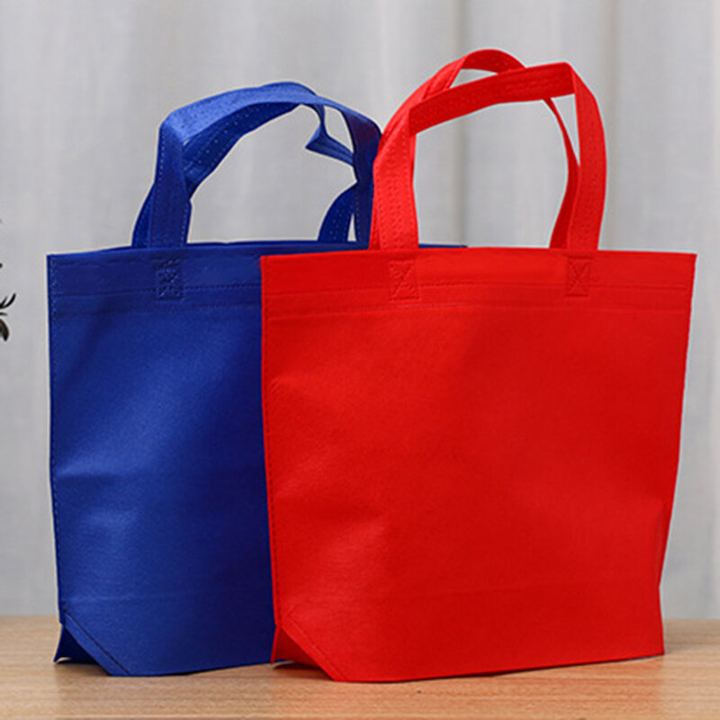 Solid Shopping Bag Foldable Non-woven Reusable Grocery Bags Large Size Folding Portable Pouch Recycle Handbags Storage Tote Bags