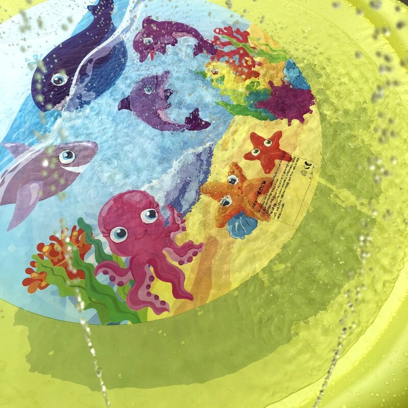 Colchoneta inflable para salpicaduras de animales marinos para niños, almohadilla de juego con rociador de agua, patrón bonito, cojín inflable para juegos de agua
