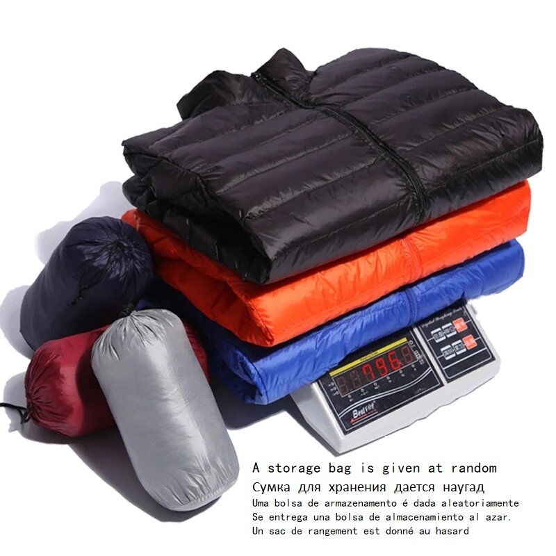 남자의 사계절 초경량 Packable 다운 재킷 물과 바람 방지 통기성 코트 빅 사이즈 남성 후드 재킷