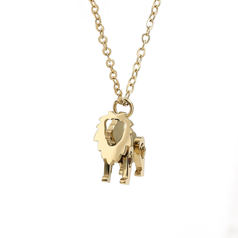 Stainless Steel Building Block Toy Cute Little Lion Pendant And Necklace For Women Clavicle Choker Punk Accessories Y2k Jewelry