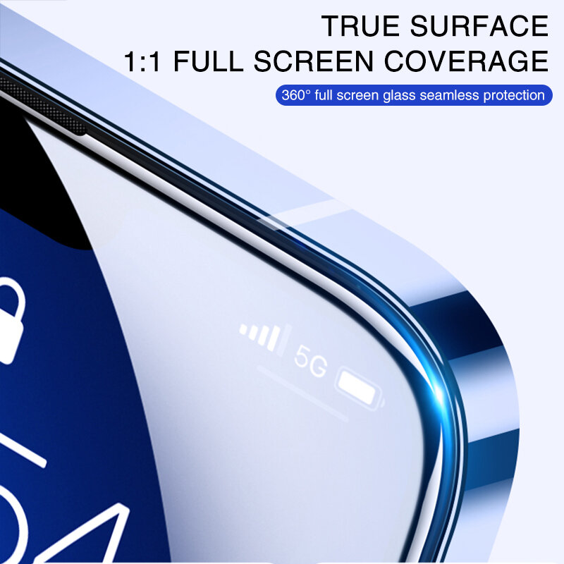 Kaca Tempered Cover Penuh untuk iPhone 13 12 11 Pro Max Pelindung Layar Kaca untuk iPhone XS Max XR X 7 8 Plus Kaca Pelindung